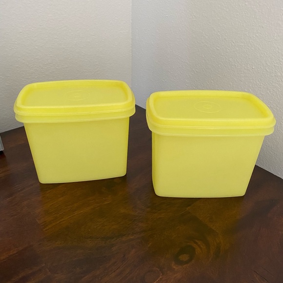 Vintage Tupperware 1243 Shelf Saver Yellow Rectangle Storage Container Bowl Lid - Picture 9 of 12